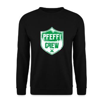 Pfeffi Crew - Pfefferminzschnaps - Unisex Pullover - Schwarz - Vorne - Alina (178cm) & Michal (187cm)