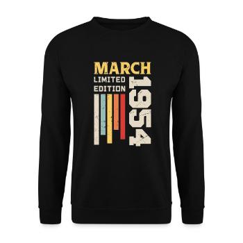 March 1954 - Birthday Gift March 1954 Anniv - Unisex Sweatshirt - black - Front - Alina (178cm) & Michal (187cm)