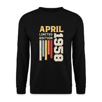 April 1958 - Birthday gift April 1958 April - Unisex Sweatshirt - black - Front - Alina (178cm) & Michal (187cm)