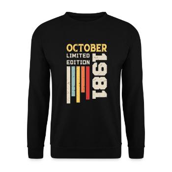 Oktober 1981 - Oktober 1981 Geburtstagsgeschenk - Unisex Pullover - Schwarz - Vorne - Alina (178cm) & Michal (187cm)
