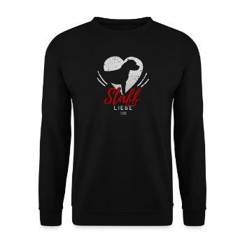 American Staffordshire Liebe mit Herz - Unisex Pullover - Schwarz - Vorne - Alina (178cm) & Michal (187cm)