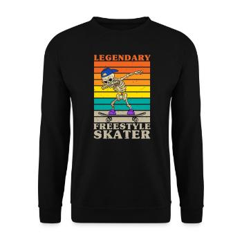 Dabbing Skelett Skater Skateboard Longboard - Unisex Pullover - Schwarz - Vorne - Alina (178cm) & Michal (187cm)