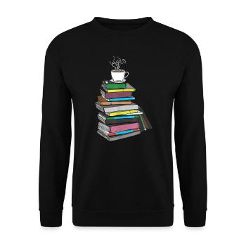 Drawing coffee and books with heart gifts - Unisex Sweatshirt - black - Front - Alina (178cm) & Michal (187cm)