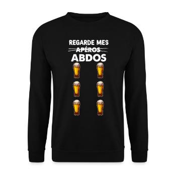 Biere apéros abdos, humour barbecue fête - Sweat-shirt Unisexe - noir - Devant - Alina (178cm) & Michal (187cm)