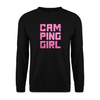 Campinggirl Camper flauschig Mädchen pink Fell Van - Unisex Pullover - Schwarz - Vorne - Alina (178cm) & Michal (187cm)