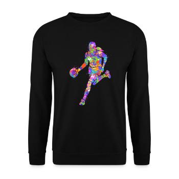 Joueur de basket-ball coloré joueur de basket-ball basket-ball - Sweat-shirt Unisexe - noir - Devant - Alina (178cm) & Michal (187cm)