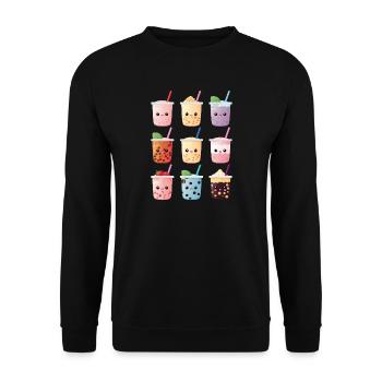 Thé à bulles kawaii Boba Tea - Sweat-shirt Unisexe - noir - Devant - Alina (178cm) & Michal (187cm)