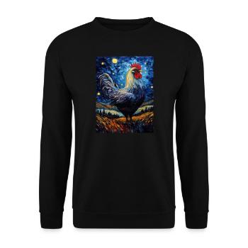 Rooster, Van Gogh, Starry Night, Animal, Chicken - Unisex Sweatshirt - black - Front - Alina (178cm) & Michal (187cm)