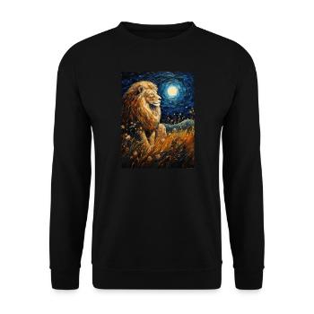 Lion, Van Gogh, Nuit Étoilée, Animal, Lions - Sweat-shirt Unisexe - noir - Devant - Alina (178cm) & Michal (187cm)