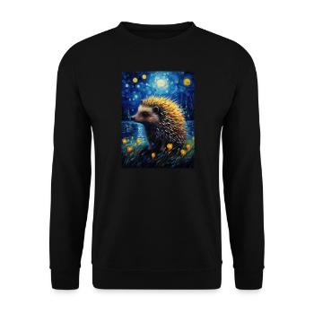 Hedgehog, Van Gogh, Starry Night, Animal - Unisex Sweatshirt - black - Front - Alina (178cm) & Michal (187cm)