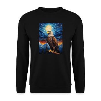 adler, van gogh, sternennacht, tier, vogel - Unisex Pullover - Schwarz - Vorne - Alina (178cm) & Michal (187cm)