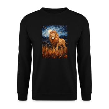 Lion, Van Gogh, Nuit Étoilée, Animal, Lions - Sweat-shirt Unisexe - noir - Devant - Alina (178cm) & Michal (187cm)