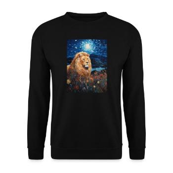 Lion, Van Gogh, Nuit Étoilée, Animal, Lions - Sweat-shirt Unisexe - noir - Devant - Alina (178cm) & Michal (187cm)