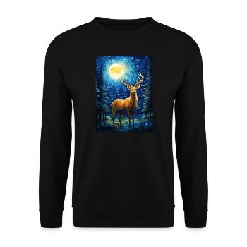 Deer, Van Gogh, Starry Night, Animal - Unisex Sweatshirt - black - Front - Alina (178cm) & Michal (187cm)