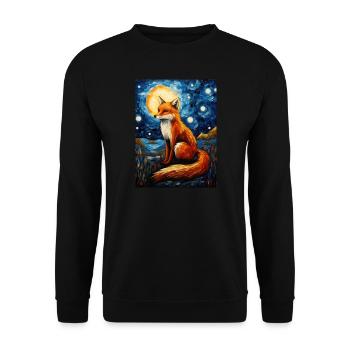fuchs, Sternennacht, Van Gogh, Style - Unisex Pullover - Schwarz - Vorne - Alina (178cm) & Michal (187cm)