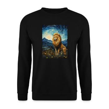 Lion, Van Gogh, Nuit Étoilée, Animal, Lions - Sweat-shirt Unisexe - noir - Devant - Alina (178cm) & Michal (187cm)