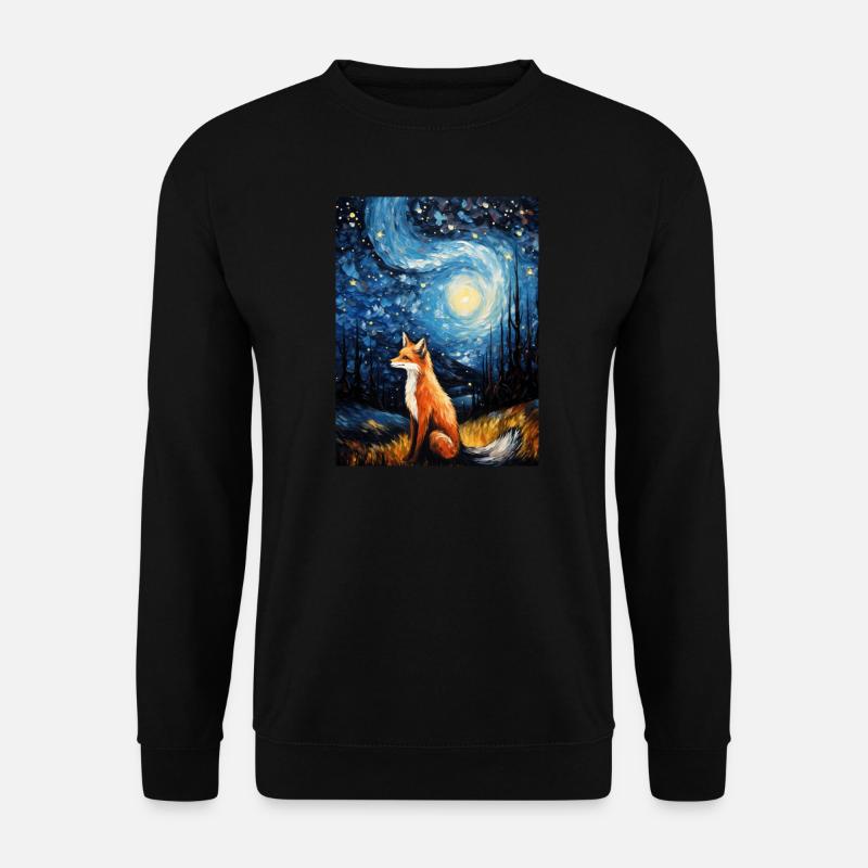 fuchs, Sternennacht, Van Gogh, Style - Unisex Pullover - Schwarz