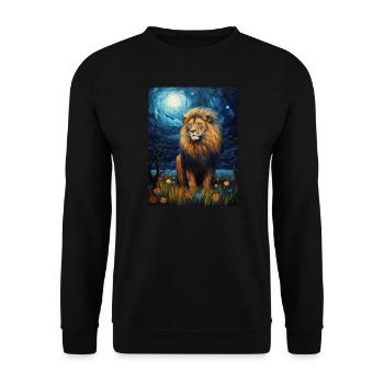 Lion, Van Gogh, Nuit Étoilée, Animal, Lions - Sweat-shirt Unisexe - noir - Devant - Alina (178cm) & Michal (187cm)