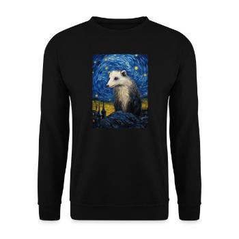 Opossum, Van Gogh, Starry Night, Animal - Unisex Sweatshirt - black - Front - Alina (178cm) & Michal (187cm)