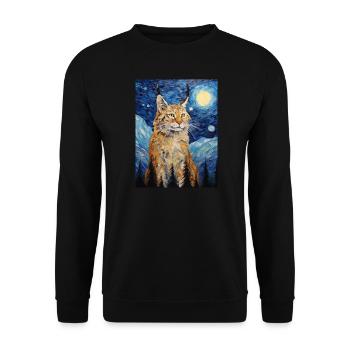 Lynx, Van Gogh, Starry Night, Animal - Unisex Sweatshirt - black - Front - Alina (178cm) & Michal (187cm)