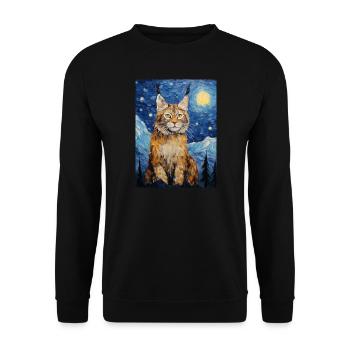 Lynx, Van Gogh, Starry Night, Animal - Unisex Sweatshirt - black - Front - Alina (178cm) & Michal (187cm)