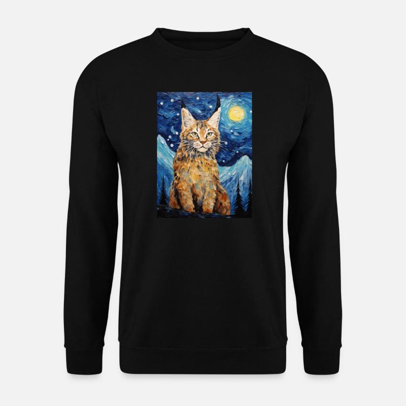 luchs, van gogh, sternennacht, tier, raubkatze - Unisex Pullover - Schwarz