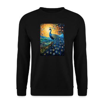 pfau, van gogh, sternennacht, tier, vogel - Unisex Pullover - Schwarz - Vorne - Alina (178cm) & Michal (187cm)