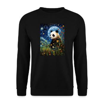 Panda Van Gogh Ciel étoilé Style - Sweat-shirt Unisexe - noir - Devant - Alina (178cm) & Michal (187cm)