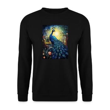 Peacock, Van Gogh, Starry Night, Animal - Unisex Sweatshirt - black - Front - Alina (178cm) & Michal (187cm)