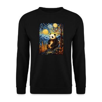 Panda Van Gogh Ciel étoilé Style - Sweat-shirt Unisexe - noir - Devant - Alina (178cm) & Michal (187cm)
