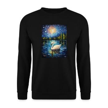 Swan, Van Gogh, Starry Night, Animal, Bird - Unisex Sweatshirt - black - Front - Alina (178cm) & Michal (187cm)
