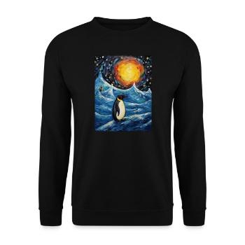 penguin, van gogh, starry night, animal, bird - Unisex Sweatshirt - black - Front - Alina (178cm) & Michal (187cm)