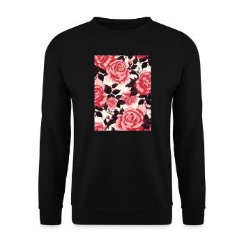 Rose, Muster, blume, pastel, floral - Unisex Pullover - Schwarz - Vorne - Alina (178cm) & Michal (187cm)