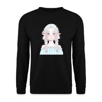 Elf, Anime, Girl - Unisex Sweatshirt - black - Front - Alina (178cm) & Michal (187cm)