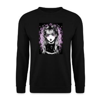 Fille d’anime gothique - Sweat-shirt Unisexe - noir - Devant - Alina (178cm) & Michal (187cm)