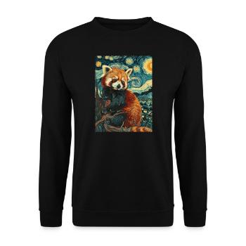 roter panda van gogh style - Unisex Pullover - Schwarz - Vorne - Alina (178cm) & Michal (187cm)