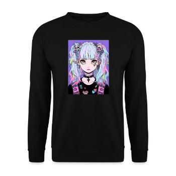 Anime, Mädchen, Geschenk - Unisex Pullover - Schwarz - Vorne - Alina (178cm) & Michal (187cm)
