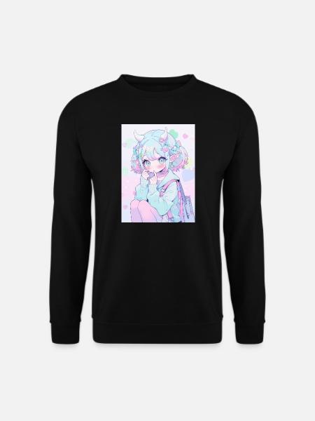 anime, anime girl, anime mädchen, elfe - Unisex Pullover - Schwarz