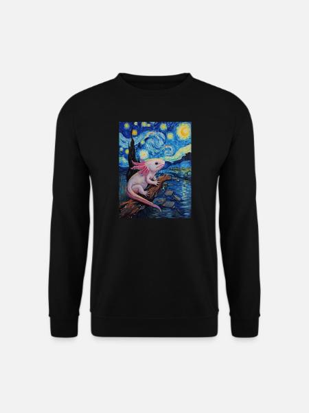 Axolotl Van Gogh Starry Night - Unisex Sweatshirt - black