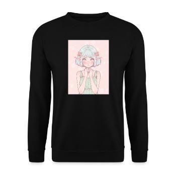 Anime, Mädchen, Geschenk - Unisex Pullover - Schwarz - Vorne - Alina (178cm) & Michal (187cm)