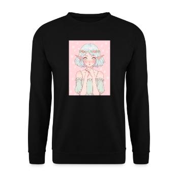 Anime, Fille d’anime, Fille d’anime, Elfe - Sweat-shirt Unisexe - noir - Devant - Alina (178cm) & Michal (187cm)