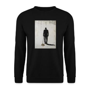 Bachelorette Party Husband Wedding Ring Chain Banksy - Unisex Sweatshirt - black - Front - Alina (178cm) & Michal (187cm)
