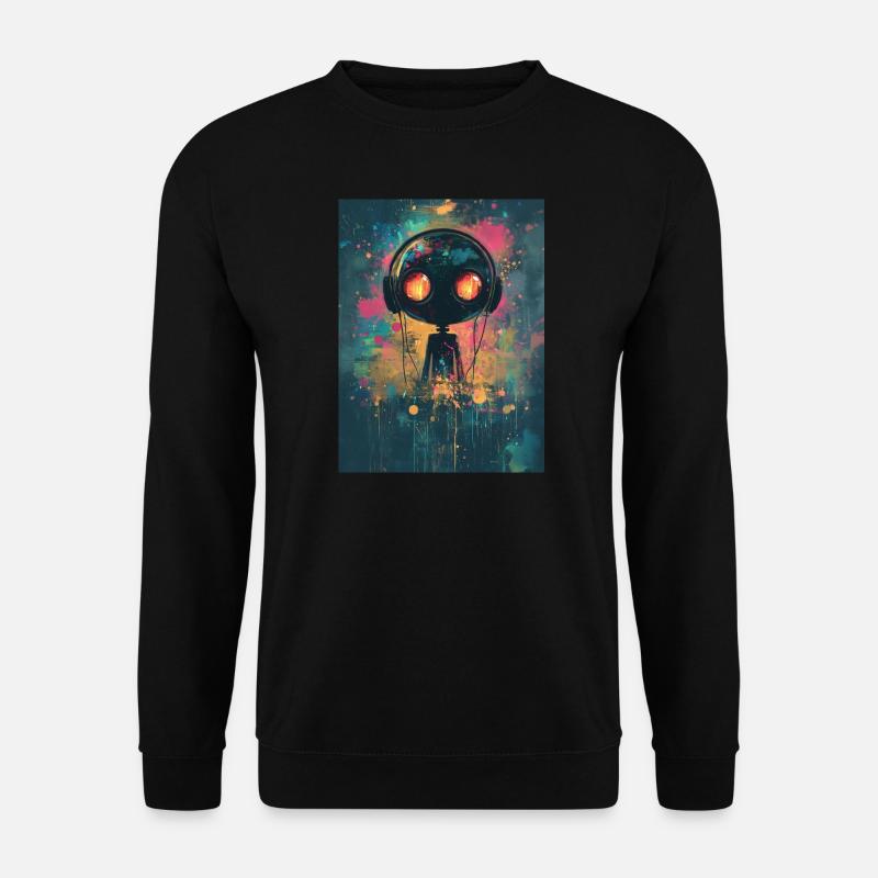 Abstract robot with headphones - Unisex Sweatshirt - black