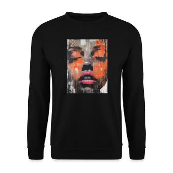 Abstract Painted - Woman Face - Unisex Sweatshirt - black - Front - Alina (178cm) & Michal (187cm)