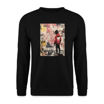 Banksy Style - Punk Street Art Graffiti - Unisex Sweatshirt - black - Front - Alina (178cm) & Michal (187cm)