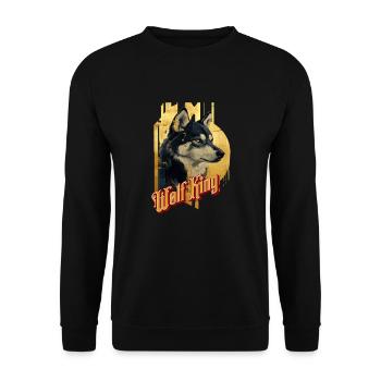 Noble Golden Wolf - Unisex Sweatshirt - black - Front - Alina (178cm) & Michal (187cm)