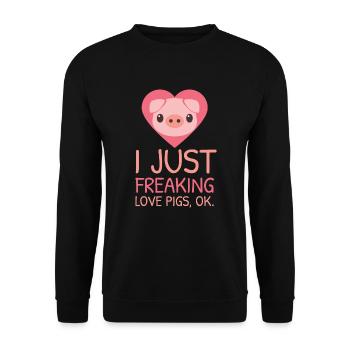Je viens de paniquer les porcs d'amour | Cochon rose Oink - Sweat-shirt Unisexe - noir - Devant - Alina (178cm) & Michal (187cm)