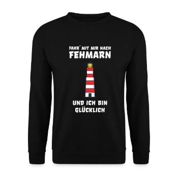 Fehmarn Sonneninsel Strand Ostsee Geschenk - Unisex Pullover - Schwarz - Vorne - Alina (178cm) & Michal (187cm)