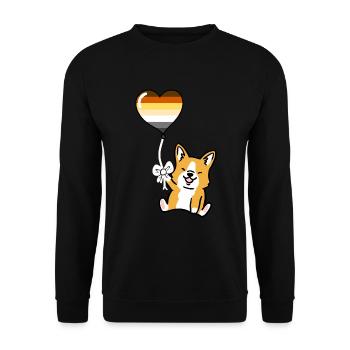Corgi Herzballon Gay Bear Pride - Unisex Pullover - Schwarz - Vorne - Alina (178cm) & Michal (187cm)