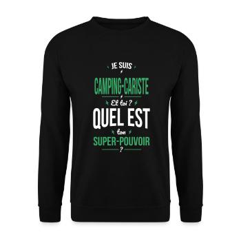 Je suis camping-cariste - Super-pouvoir - Sweat-shirt Unisexe - noir - Devant - Alina (178cm) & Michal (187cm)
